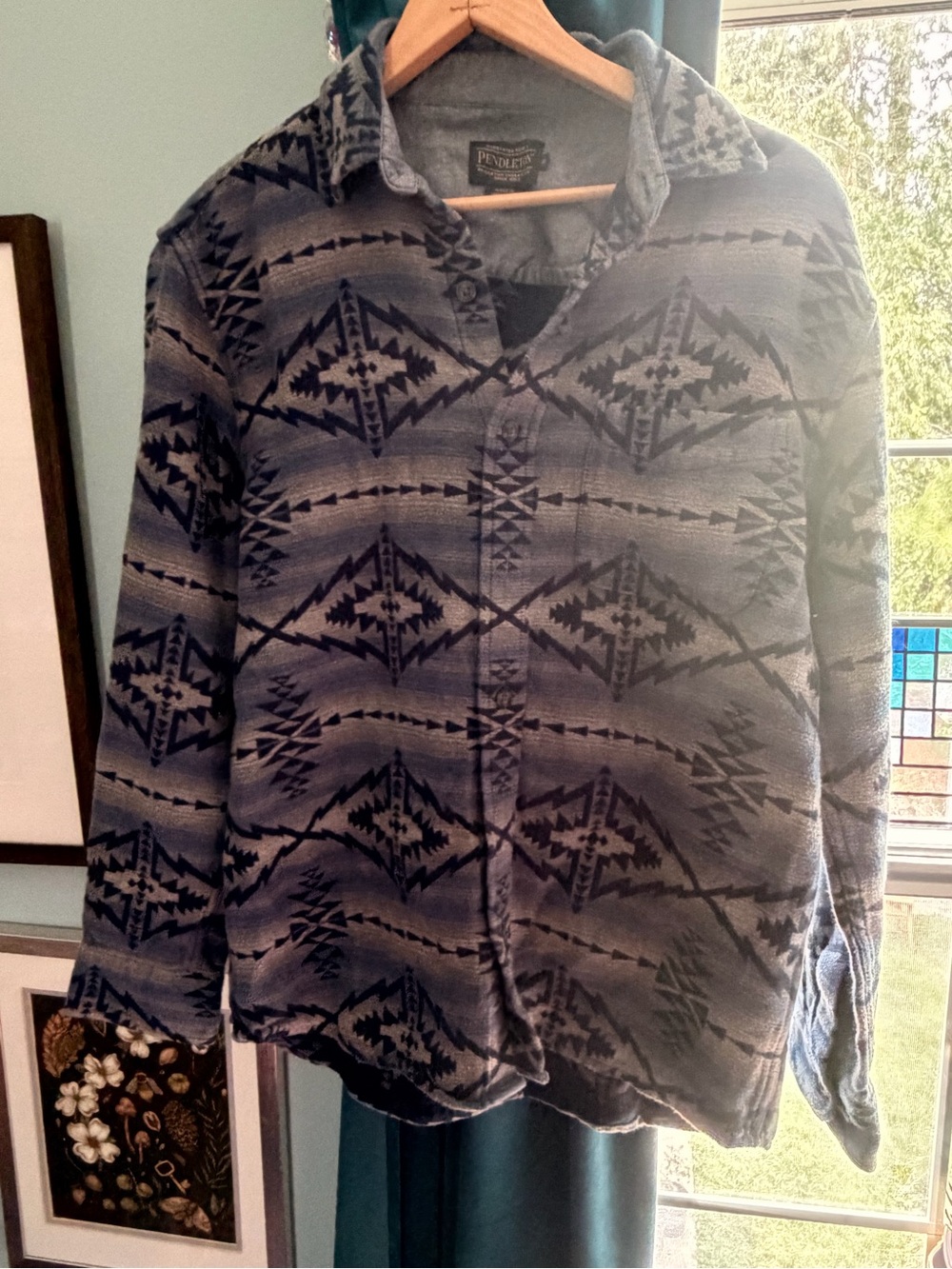 Pendleton Woolen Mills Gray Southwestern Wool Button Shirt Small